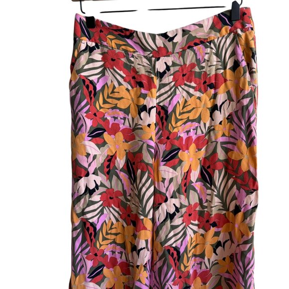 NWOT Loft Pull On Wide Leg Pants Tropical Floral Bloom Size Small - Picture 3 of 7
